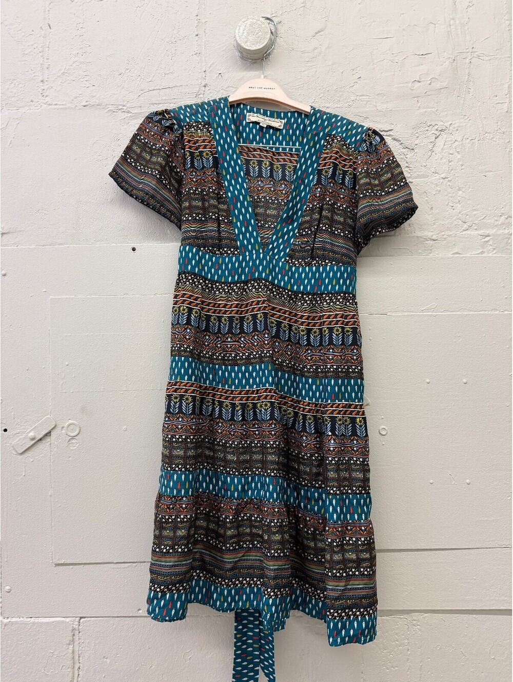 What comes around goes around x Anthropologie Silk Printed v-neck midi Dress